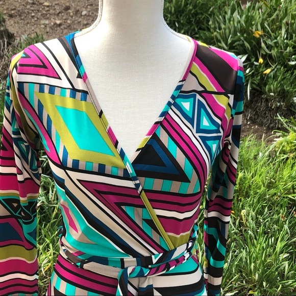Symphony Multi Colored Wrap Dress SZ Small - Picture 2 of 6